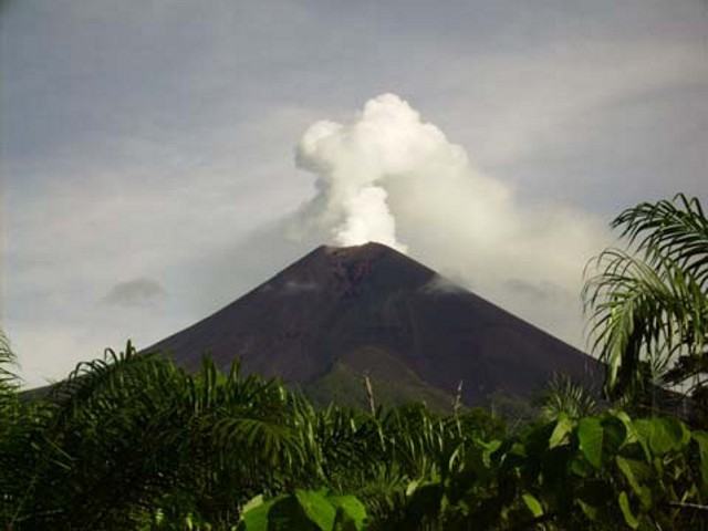 Ulawun steaming, seen from the southeast
