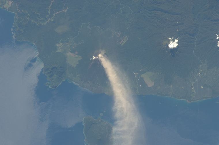 Ulawun erupting, photographed from the International Space Station, 30 Nov 2012